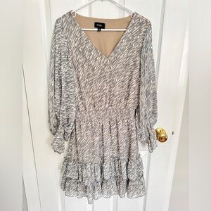 MSK Gray Long Sleeve A-Line Dress